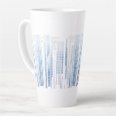 Blauwe Abstracte Latte Mok - Moderne Hoge Koffieko (Linkerhoek)