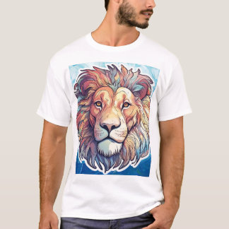 BLAUWE Abstracte leeuwenkop T-shirt