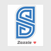 Blauwe Abstracte Letter S Geometrisch Monogram Sticker (Vel)