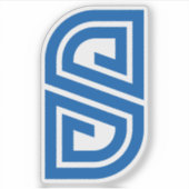 Blauwe Abstracte Letter S Geometrisch Monogram Sticker (Voorkant)