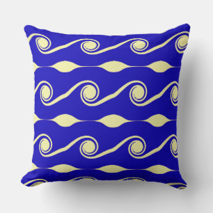 Blauwe Abstracte Levensgolven Kussen