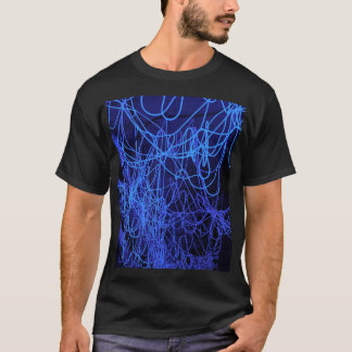 Blauwe abstracte lichtlijnen t-shirt