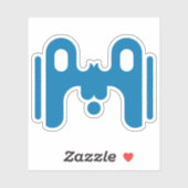 Blauwe Abstracte M Symmetrische Bogen und Mittlere Sticker (Vel)