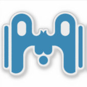 Blauwe Abstracte M Symmetrische Bogen und Mittlere Sticker (Voorkant)