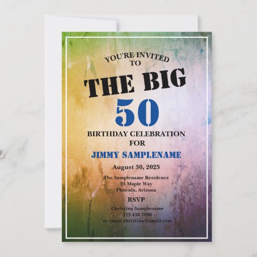 Blauwe Abstracte Man verjaardag viering van de gro Kaart (Voorkant)