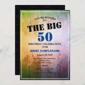 Blauwe Abstracte Man verjaardag viering van de gro Kaart (Voorkant / Achterkant)