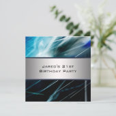 Blauwe Abstracte Mans 21e Verjaardagsfeest Kaart (Staand voorkant)