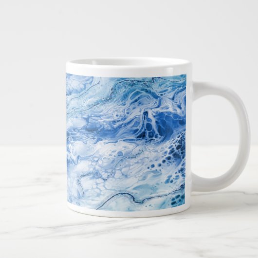 Blauwe Abstracte marmer achtergrond Grote Koffiekop (Rechts)