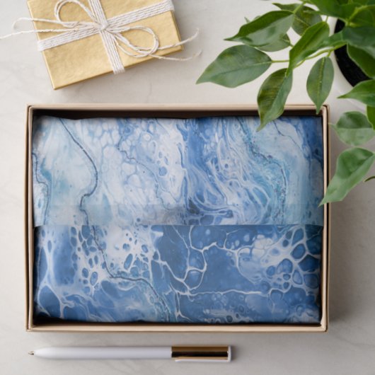 Blauwe Abstracte marmer achtergrond Tissuepapier (Geschenk)