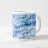 Blauwe Abstracte Marmeren Achtergrond Grote Koffiekop (Voorkant rechts)