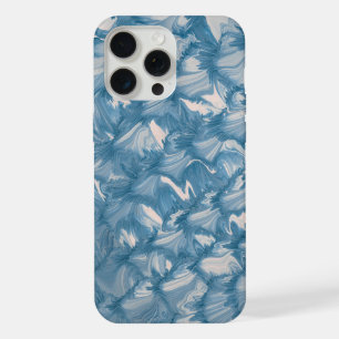 Blauwe Abstracte Marmeren Golfjes Hoesje iPhone 15 Pro Max Case