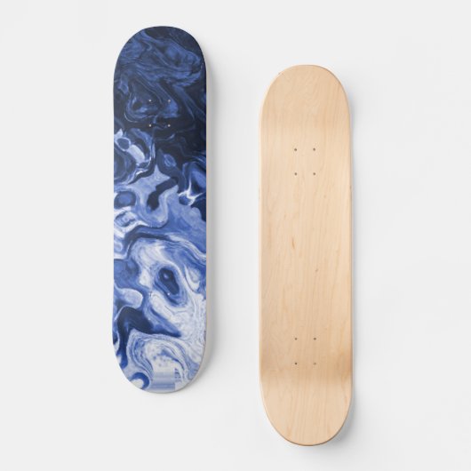 Blauwe Abstracte marmerkunst Skateboard (Voorkant)
