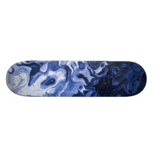 Blauwe Abstracte marmerkunst Skateboard
