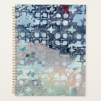 Blauwe abstracte moderne kunstplanner planner