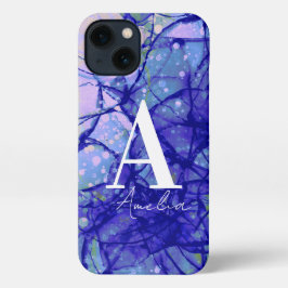 Blauwe Abstracte monogrammen iPhone 13 Hoesje