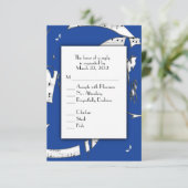 Blauwe Abstracte Muziek RSVP met Menu Keuze (Staand voorkant)