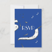Blauwe Abstracte Muziek RSVP met Menu Keuze (Achterkant)