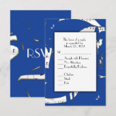 Blauwe Abstracte Muziek RSVP met Menu Keuze (Voorkant / Achterkant)