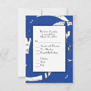 Blauwe Abstracte Muziek RSVP met Menu Keuze