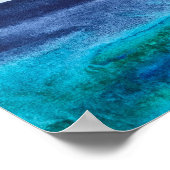 Blauwe abstracte Nautische Zee Ocean Art Waves Poster (Hoek)