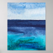 Blauwe abstracte Nautische Zee Ocean Art Waves Poster (Voorkant)