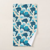 Blauwe Abstracte oceaanbodem | Kustpatroon Bad Handdoek (Handdoek)