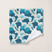 Blauwe Abstracte oceaanbodem | Kustpatroon Bad Handdoek (Wasdoekje)