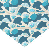 Blauwe Abstracte oceaanbodem | Kustpatroon Korte Tafelloper (Hoek)