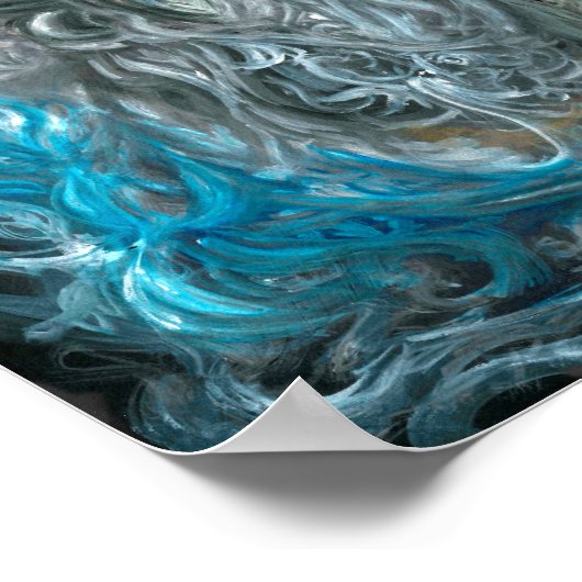 blauwe abstracte olie op linnen van Toby Mikle 201 Poster (Hoek)