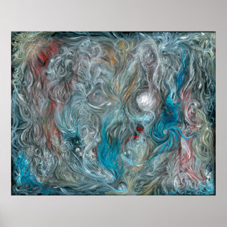 blauwe abstracte olie op linnen van Toby Mikle 201 Poster