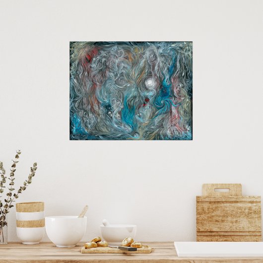 blauwe abstracte olie op linnen van Toby Mikle 201 Poster (Keuken)