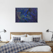 Blauwe Abstracte olieverf Art Canvas Afdruk (Insitu (Slaapkamer))