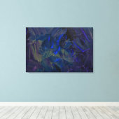 Blauwe Abstracte olieverf Art Canvas Afdruk (Insitu (Houten vloer))