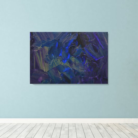 Blauwe Abstracte olieverf Art Canvas Afdruk (Insitu (Houten vloer))