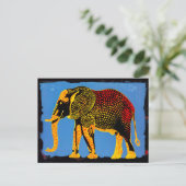 Blauwe Abstracte olifant met rode Stippen Feestdagenkaart (Staand voorkant)