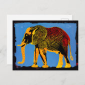Blauwe Abstracte olifant met rode Stippen Feestdagenkaart (Voorkant / Achterkant)