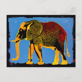 Blauwe Abstracte olifant met rode Stippen Feestdagenkaart
