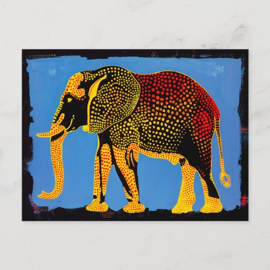 Blauwe Abstracte olifant met rode Stippen Feestdagenkaart (Voorkant)