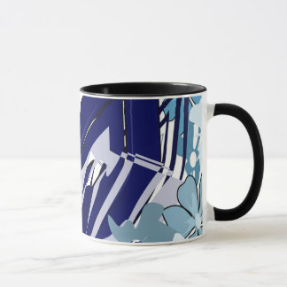 Blauwe Abstracte Rasterbloem — Krachtige Abstracte Mok