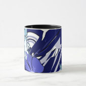 Blauwe Abstracte Rasterbloem — Krachtige Abstracte Mok (Midden)