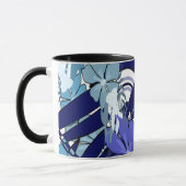 Blauwe Abstracte Rasterbloem — Krachtige Abstracte Mok (Links)