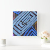 Blauwe abstracte rechthoekige Egyptische spiraalku Vierkante Klok (Huis)