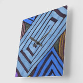 Blauwe abstracte rechthoekige Egyptische spiraalku Vierkante Klok (Hoek)