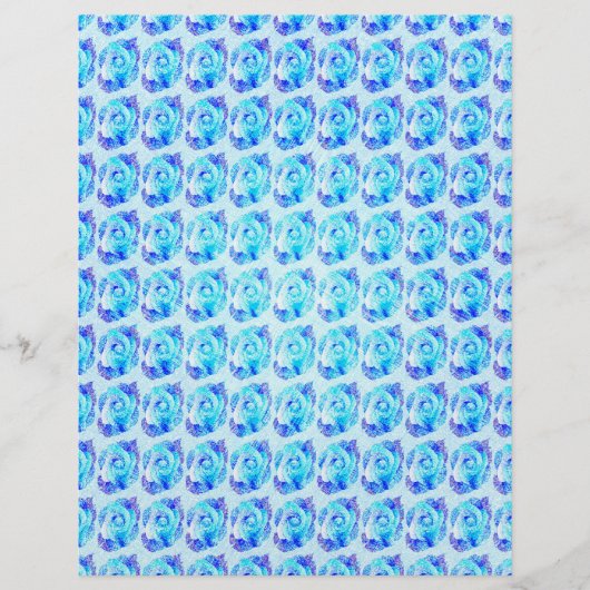 Blauwe Abstracte Rozen Bulk Scrapbook Papier Pagin Flyer (Voorkant)