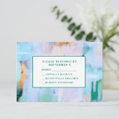 Blauwe Abstracte RSVP Kaart Boho Kleurrijk (Staand voorkant)