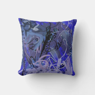 Blauwe abstracte schilderij kussen