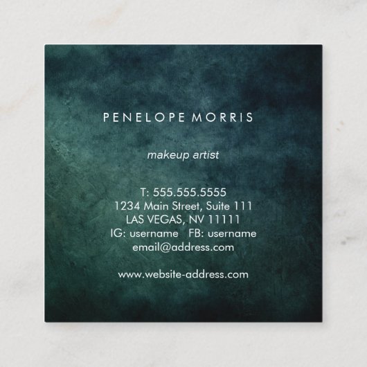 Blauwe Abstracte schoonheidslijst Vierkante Visitekaartje (Achterkant)