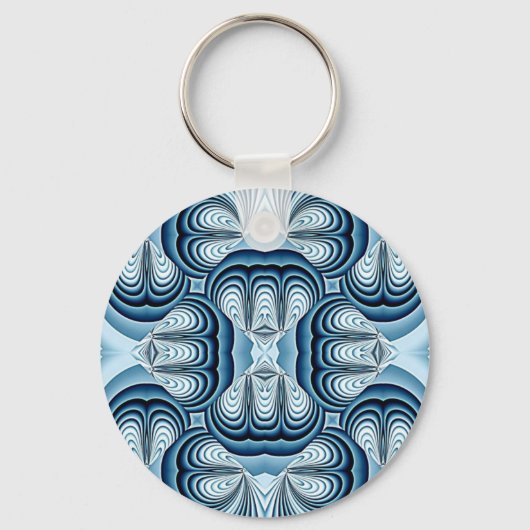 Blauwe Abstracte spiegels Sleutelhanger (Voorkant)