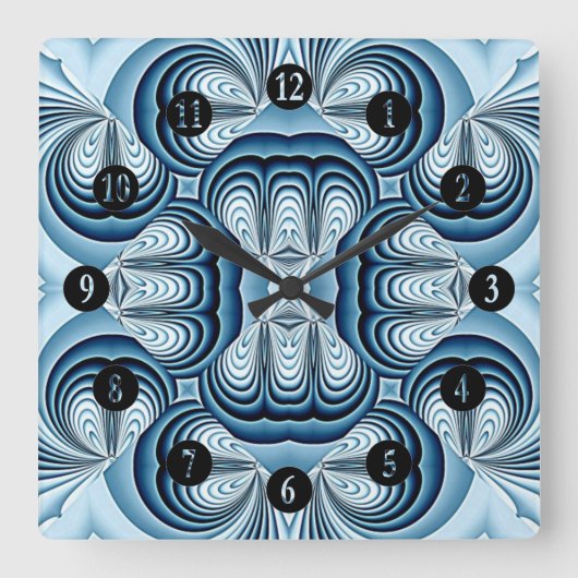 Blauwe Abstracte spiegels Vierkante Klok (Voorkant)