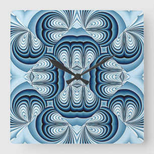 Blauwe Abstracte spiegels Vierkante Klok